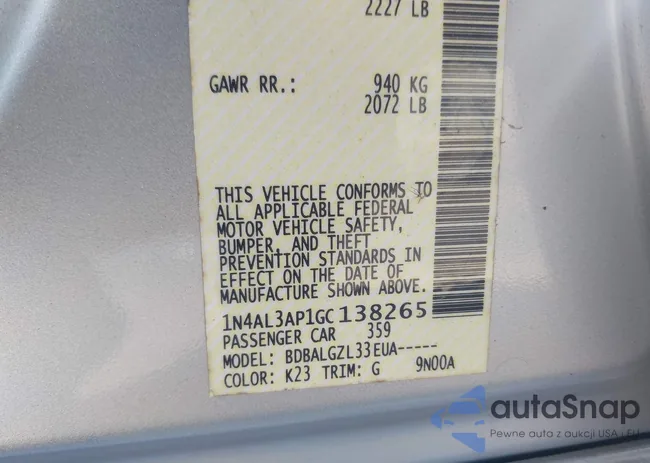 1N4AL3AP1GC138265: 44043549