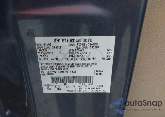 1FTPW14505FB17428: 44044636