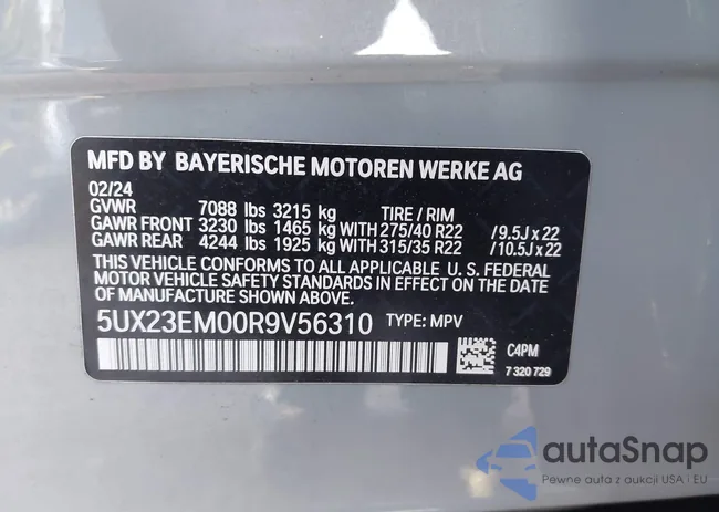 5UX23EM00R9V56310: 44044721