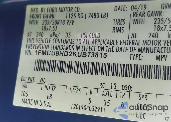 1FMCU9HD2KUB73815: 44044794