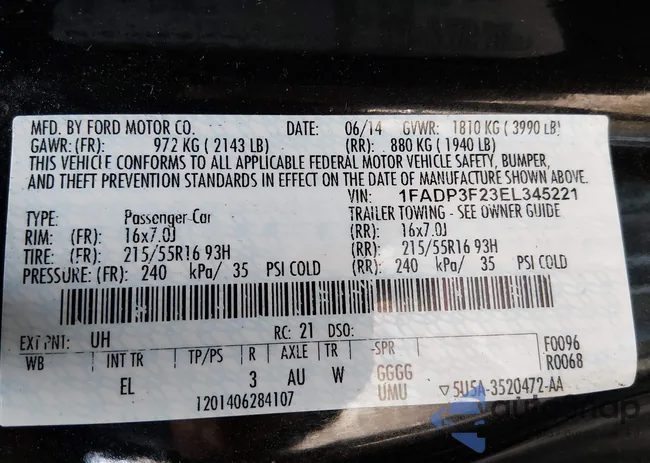 1FADP3F23EL345221: 44045002