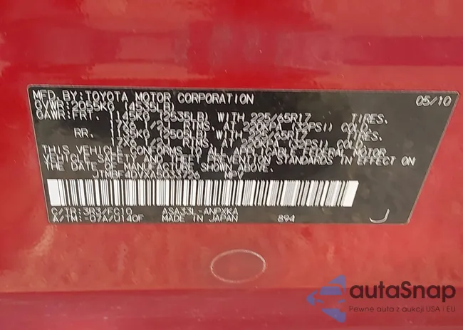 JTMBF4DVXA5033726: 44045193