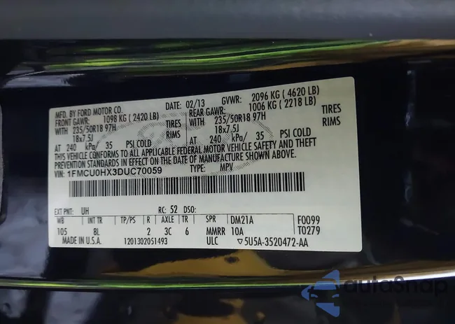 1FMCU0HX3DUC70059: 44044281