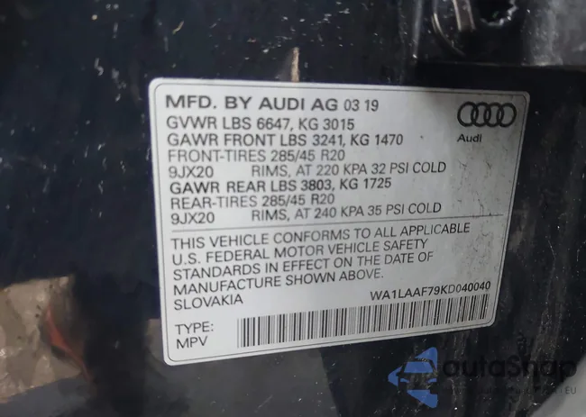 WA1LAAF79KD040040: 44044406