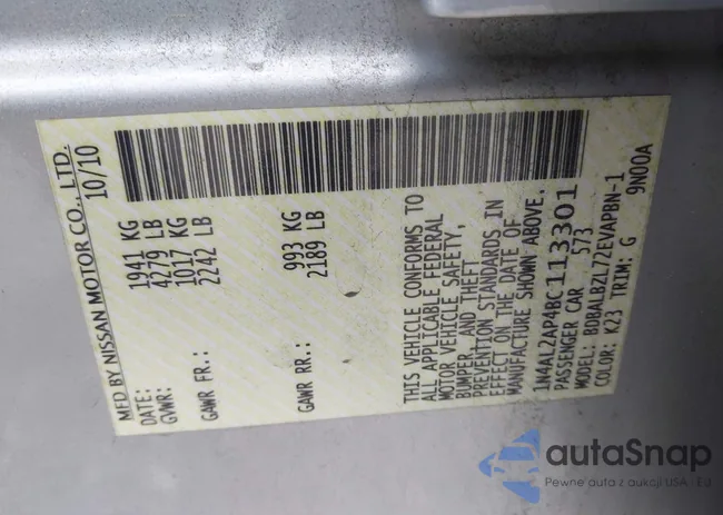 1N4AL2AP4BC113301: 44045645