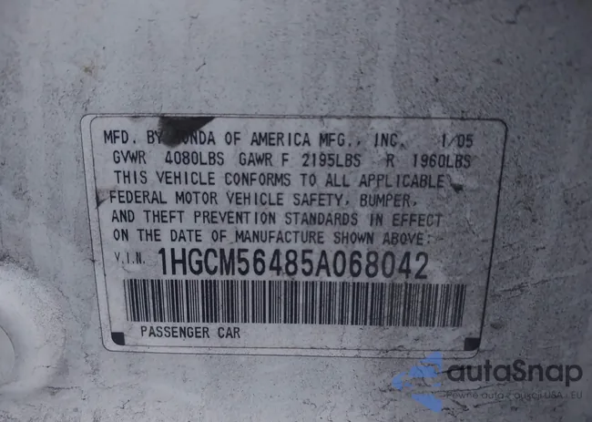 1HGCM56485A068042: 44045736