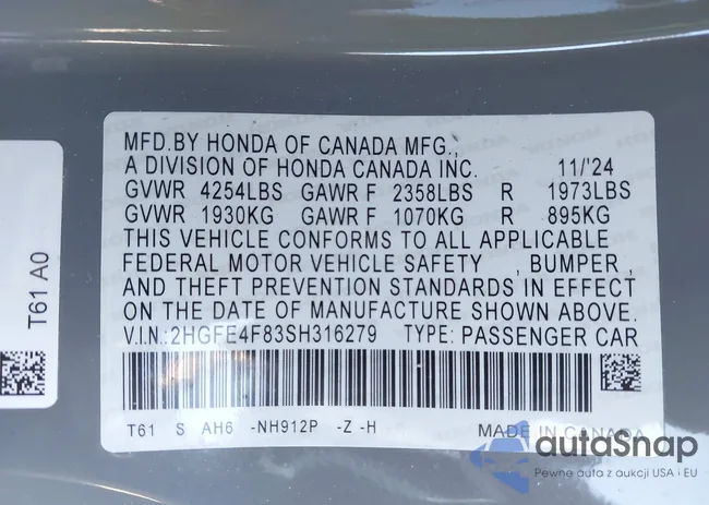 2HGFE4F83SH316279: 44046012