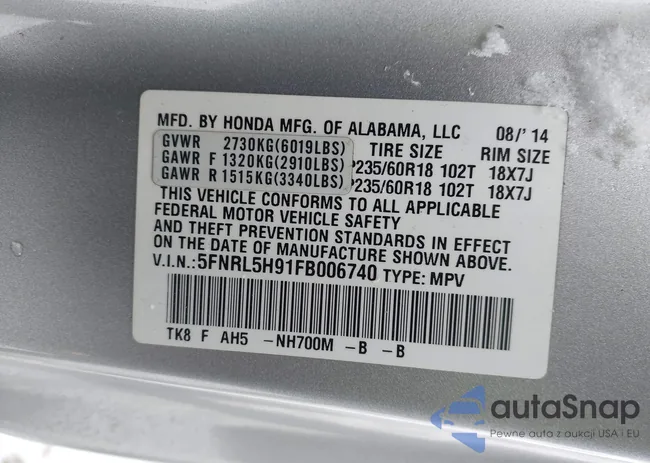 5FNRL5H91FB006740: 44045357