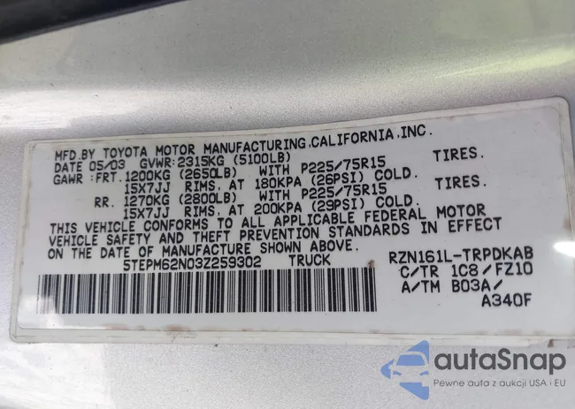 5TEPM62N03Z259302: 44046629