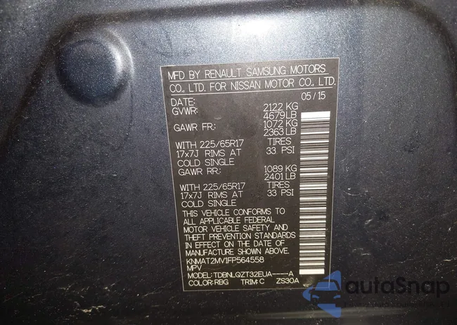 KNMAT2MV1FP564558: 44046713