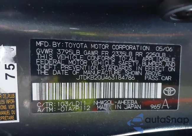 JTDKB20U463184786: 44046890