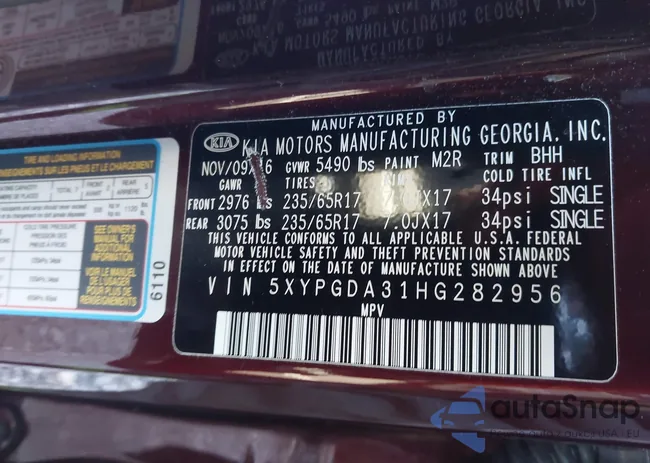 5XYPGDA31HG282956: 44046329