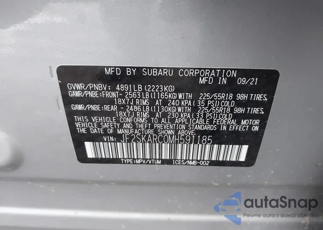 JF2SKARC0MH591185: 44046462