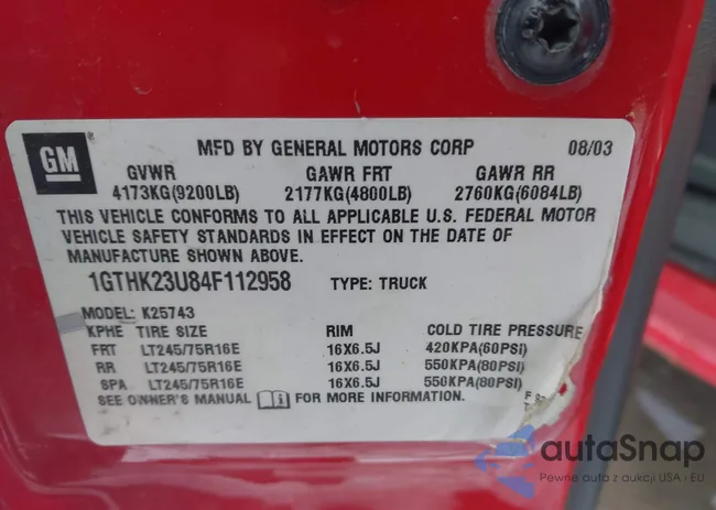 1GTHK23U84F112958: 44046467