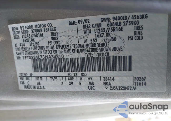 1FTSS34L73HA34810: 44046625