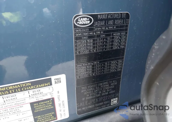 SALEJ7EX3P2220838: 44047833