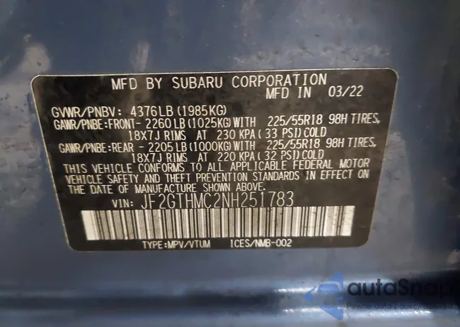 JF2GTHMC2NH251783: 44047874