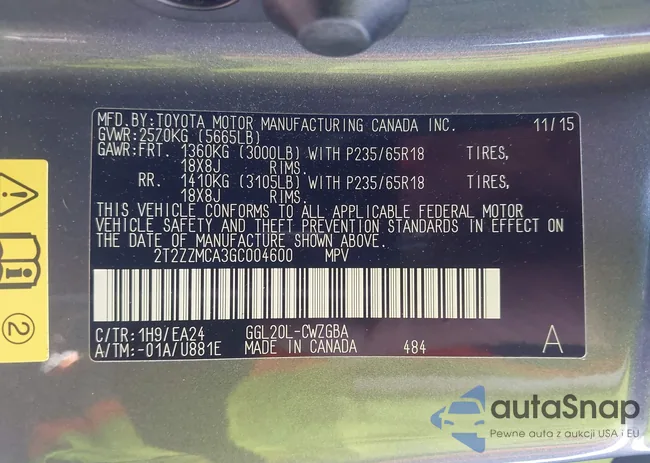 2T2ZZMCA3GC004600: 44047929