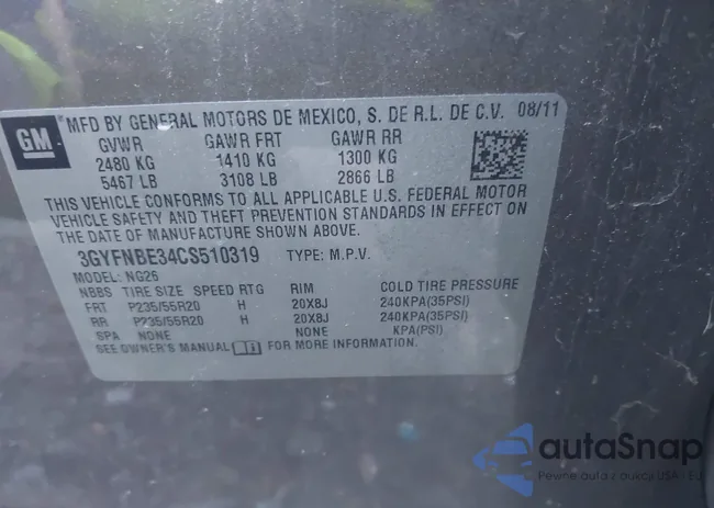 3GYFNBE34CS510319: 44048126