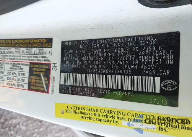 4T4BE46K09R138106: 44048188