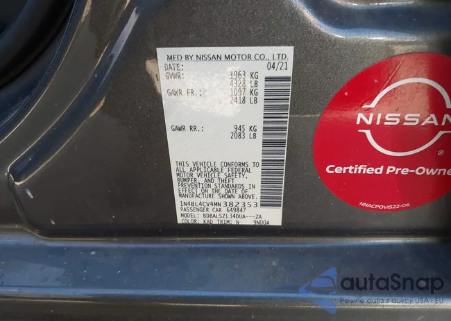 1N4BL4CV4MN382353: 44047353