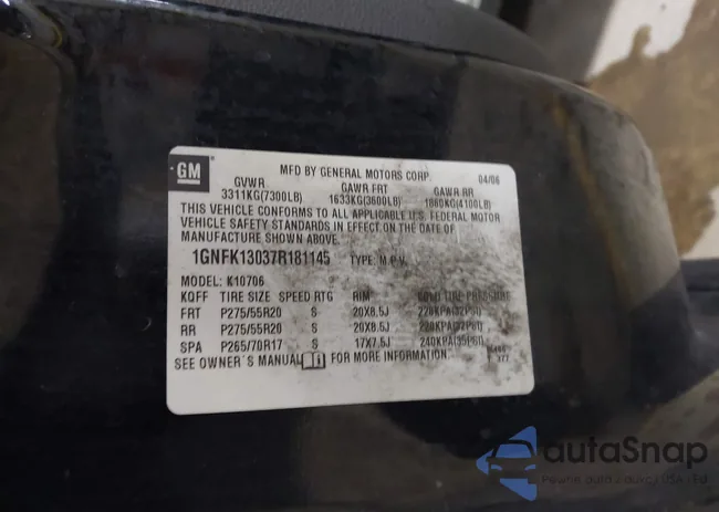 1GNFK13037R181145: 44047429