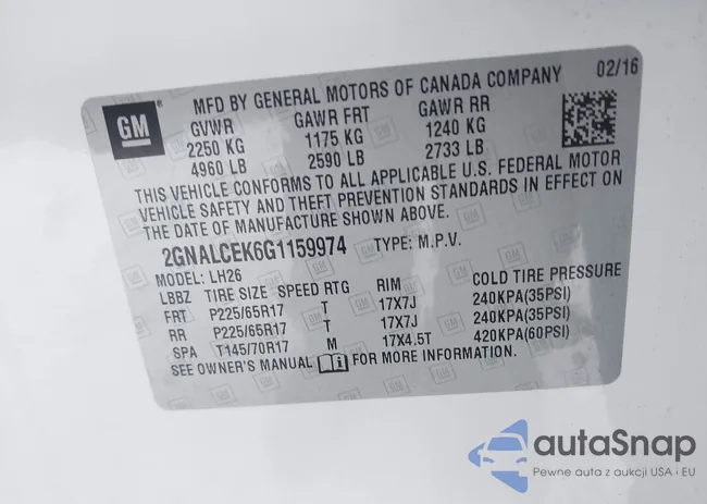 2GNALCEK6G1159974: 44048832