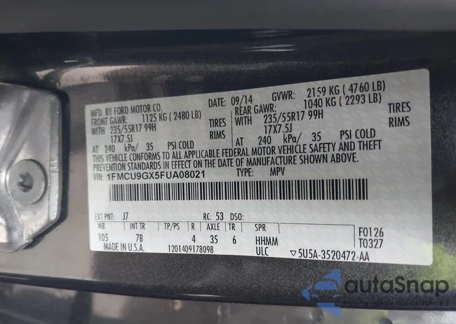 1FMCU9GX5FUA08021: 44048942