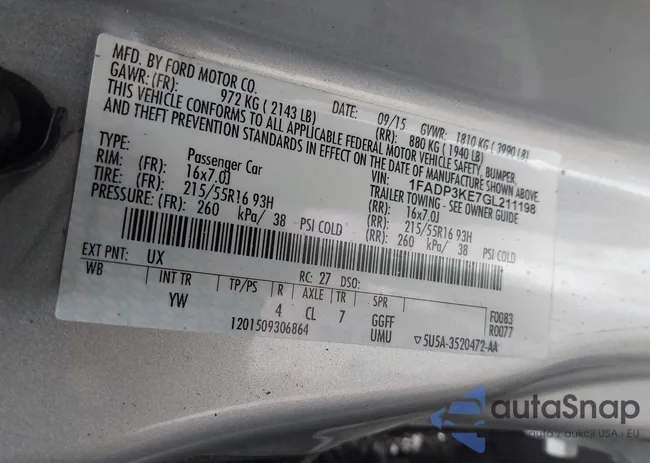 1FADP3KE7GL211198: 44048965