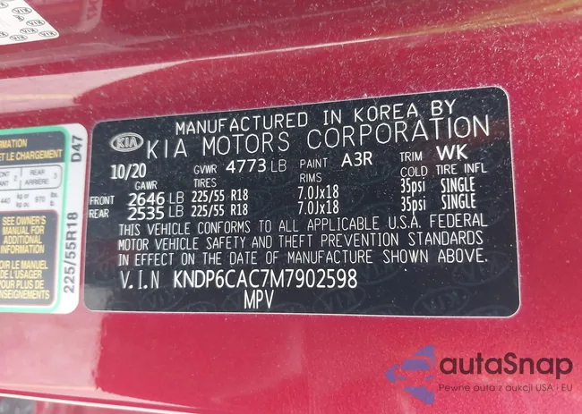 KNDP6CAC7M7902598: 44049010