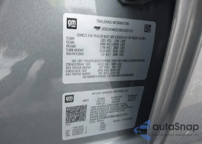 1GCUYHED3MZ422723: 44049222