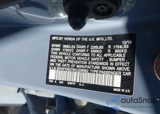 SHHFK8G76KU206562: 44048258