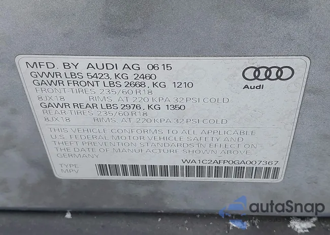 WA1C2AFP0GA007367: 44048421