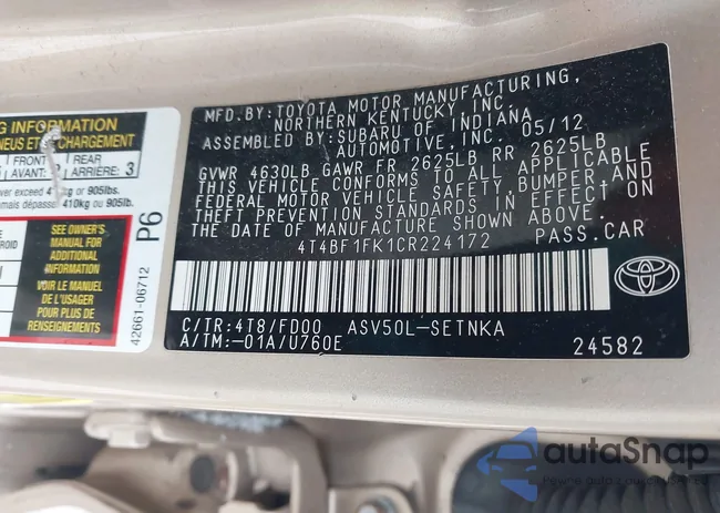 4T4BF1FK1CR224172: 44049628