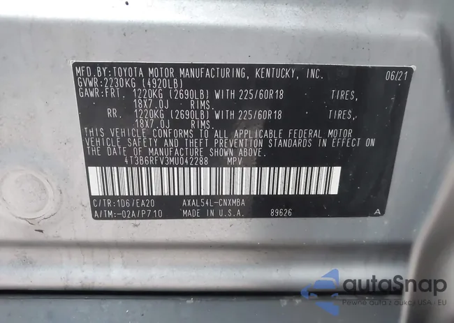 4T3B6RFV3MU042288: 44049775