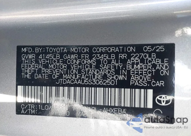 JTDACAAU5S3062501: 44049830