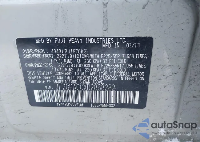 JF2GPACCXD2868282: 44049981