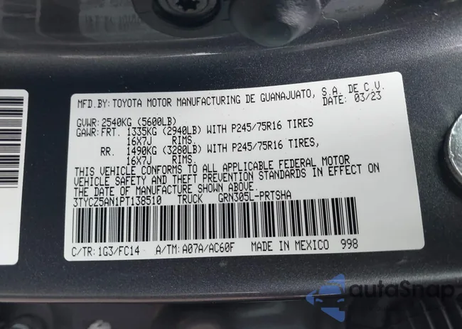 3TYCZ5AN1PT138510: 44050128