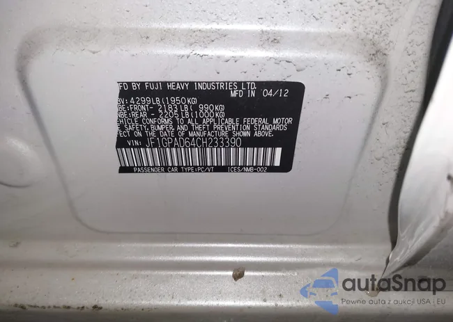 JF1GPAD64CH233390: 44050202