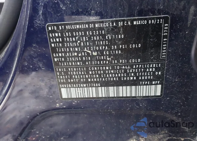 3VV2B7AX3NM177686: 44050212