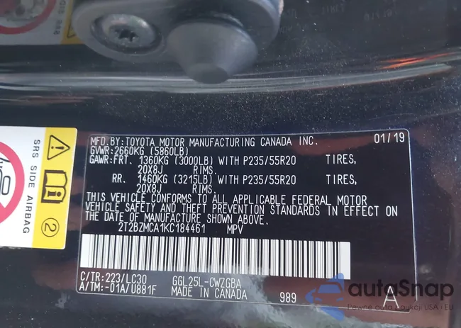 2T2BZMCA1KC184461: 44049266