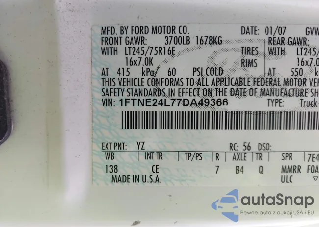 1FTNE24L77DA49366: 44049345