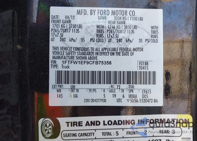 1FTFW1EF9CFB75358: 44049403