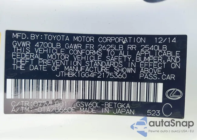 JTHBK1GG4F2175360: 44049447