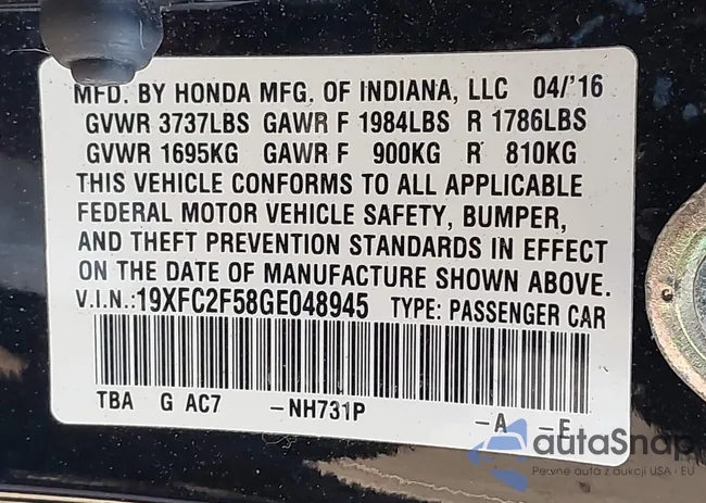 19XFC2F58GE048945: 44049554