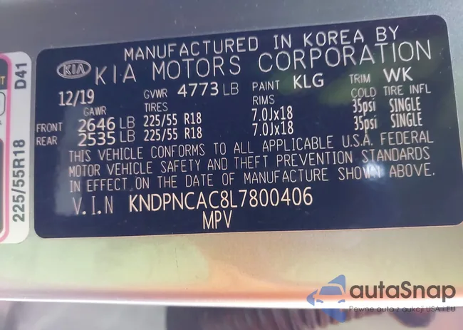 KNDPNCAC8L7800406: 44049615