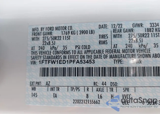 1FTFW1ED1PFA53453: 44050666