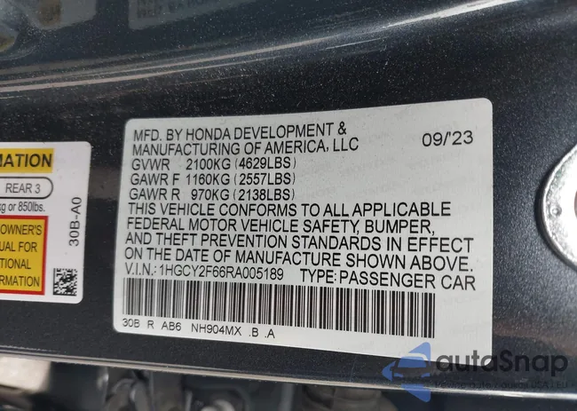 1HGCY2F66RA005189: 44050856