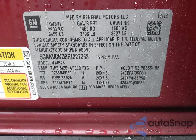 5GAKVCKD3FJ227263: 44051059