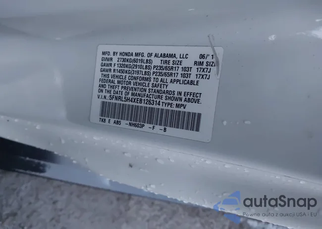 5FNRL5H4XEB126314: 44050242